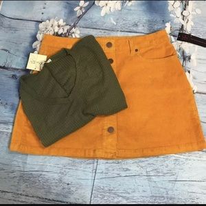 No boundaries yellow corduroy mini skirt sz11
